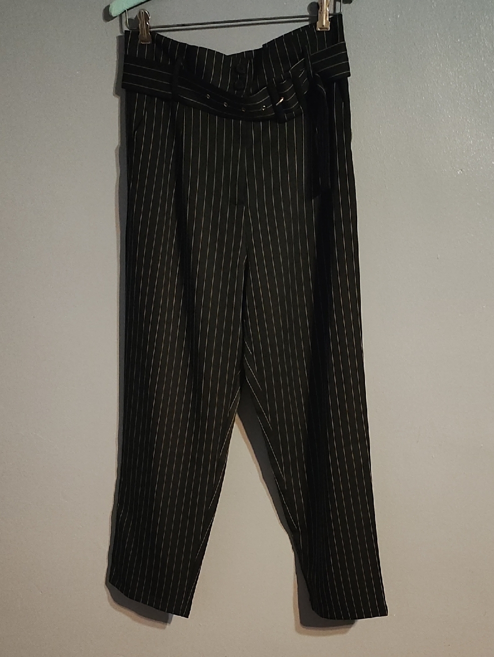 Miss Love High-Waist Black Pinstripe Women’s Trousers